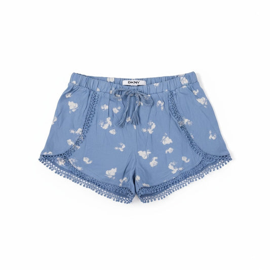 DKNY Girls’ 2-Pack Shorts Set – Blue Pom Trim & Pink Lace