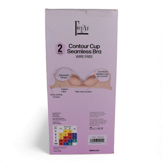 Felina Contour Cup Seamless Bra – 2 Pack (Black & Nude)