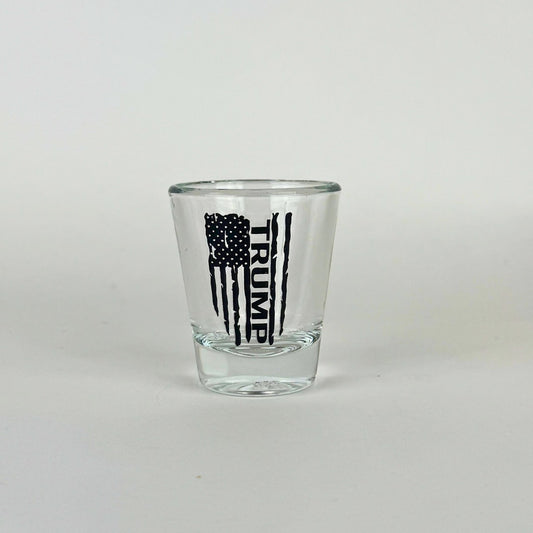 Trump Distressed Flag – Clear Shot Glass (Set of 2)
