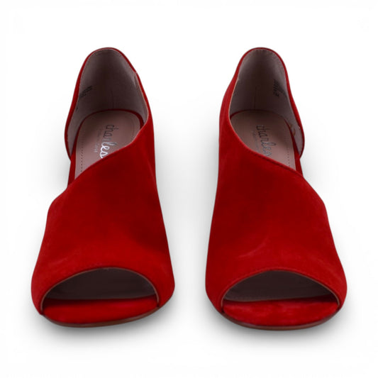 Charles by Charles David Raile Red Kid Suede Open Toe d'Orsay Stiletto Heel | Size 7