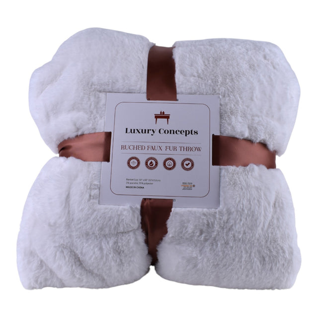 Luxury Concepts Ruched Faux Fur Throw