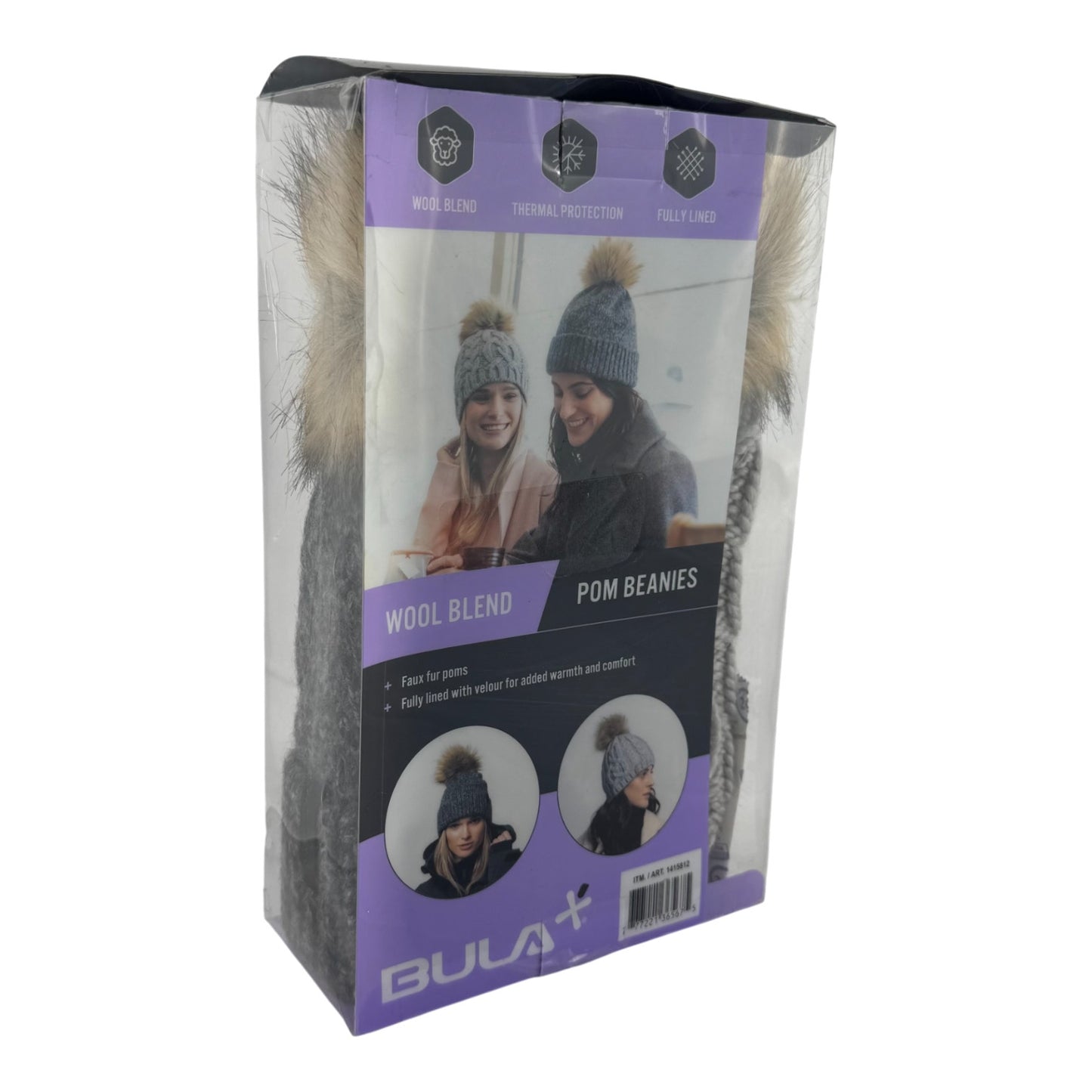 BULA Wool Blend Pom Beanie 2-Pack (One Size)