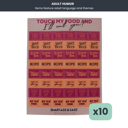 “Don’t Touch My Food” Sticker Sheets (Pack of 10)
