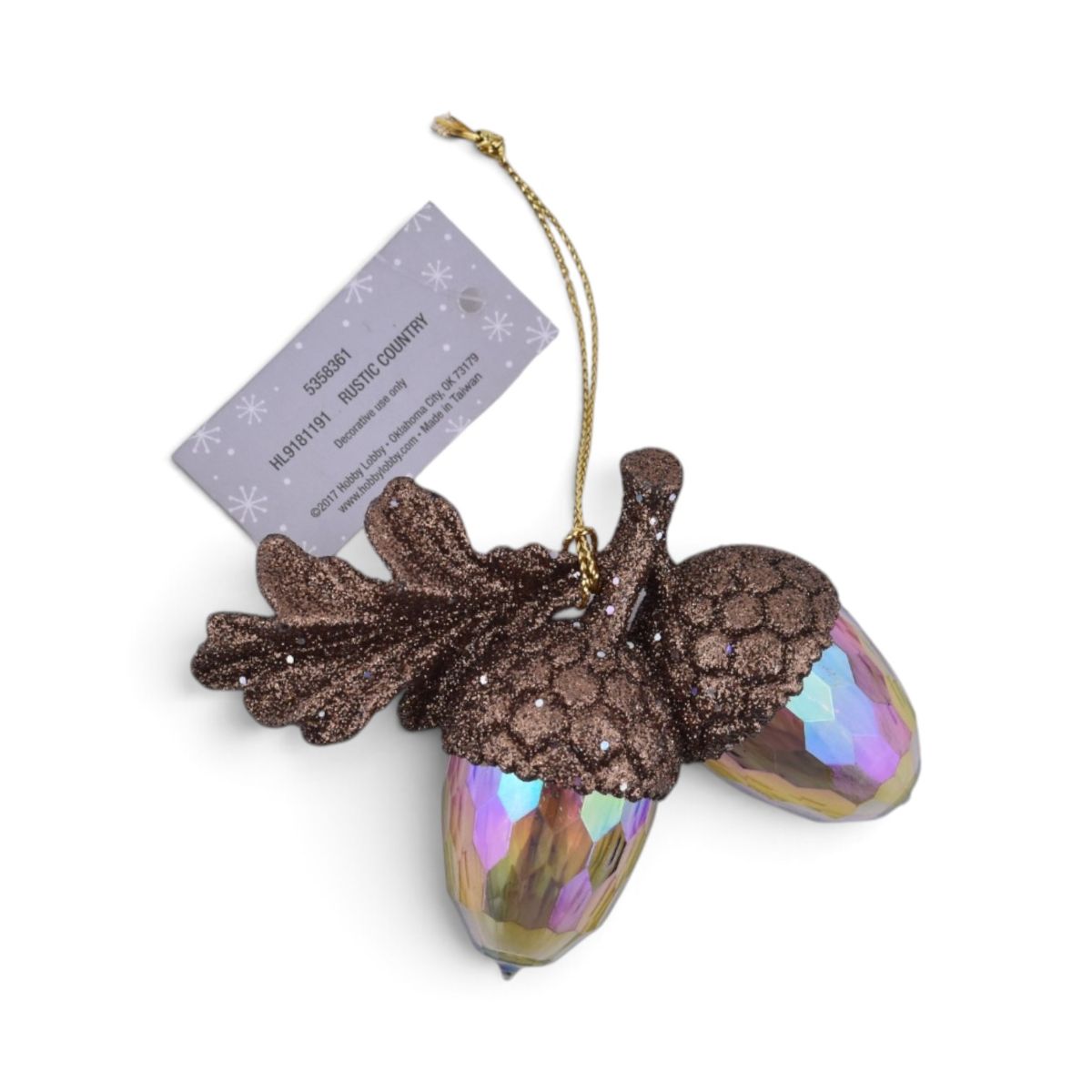 Iridescent Acorn Christmas Ornament