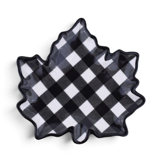 Buffalo Check Maple Leaf Dish in Black and White