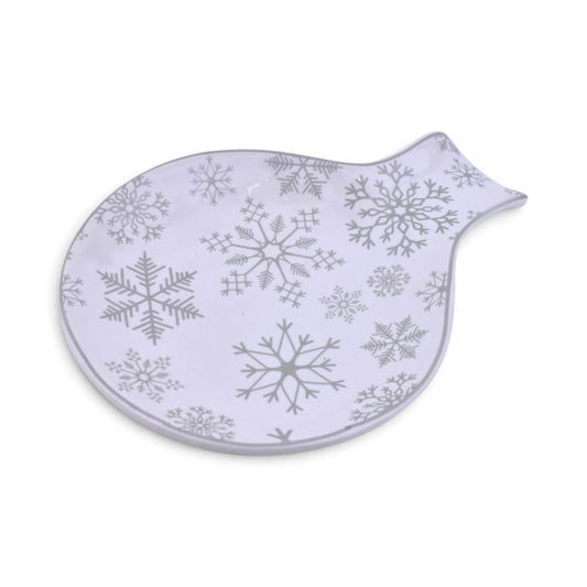 Snowflake Ceramic Spoon Rest in White