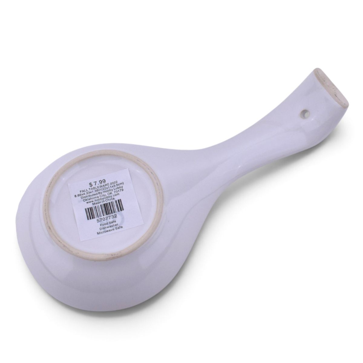 Ceramic Spoon Rest, White Leaf Design
