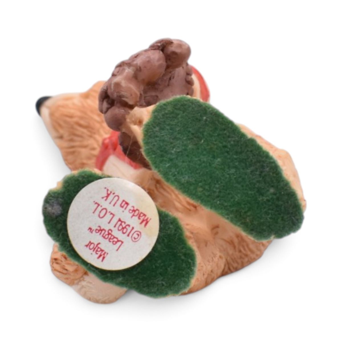 Vintage Baseball Bear Figurine with Red Cap and Mitt