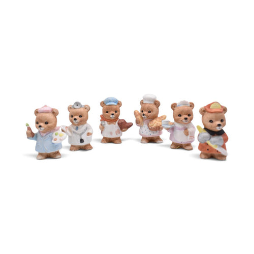 Homco Vintage Tiny Bears Set of Six #8820 Occupations Porcelain Figurines