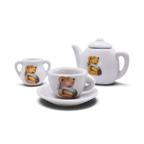 Miniature Teddy Bear Porcelain Tea Set, Cup and Saucer