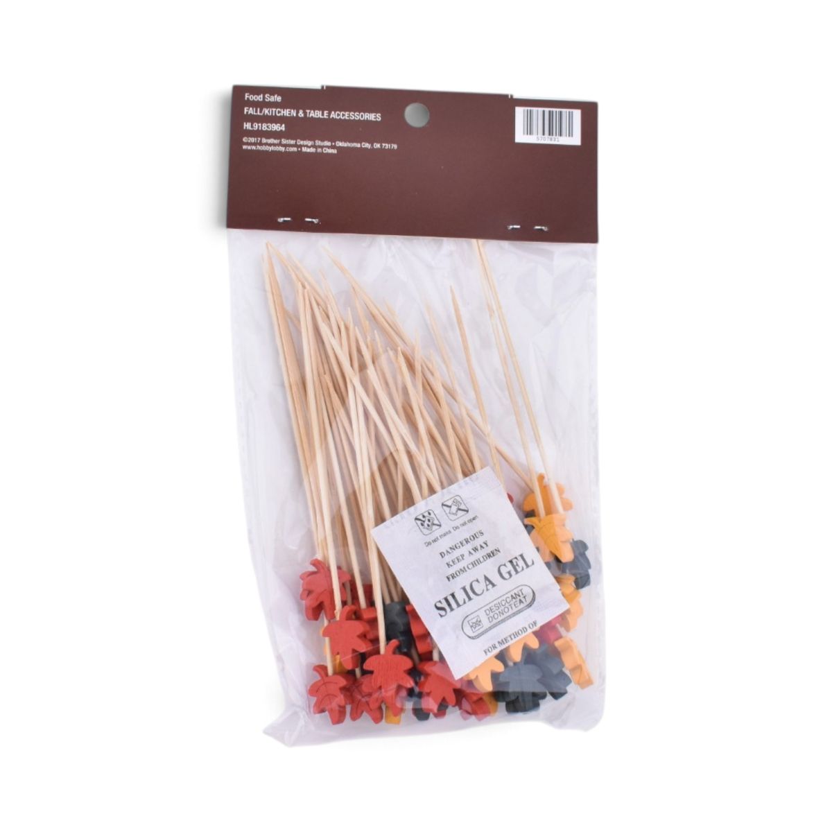 Fall Maple Leaf Bamboo Skewers, 50 pcs