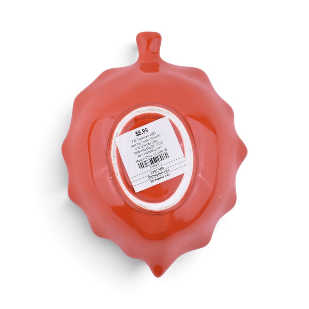 Red Ceramic Leaf-Shaped Bowl