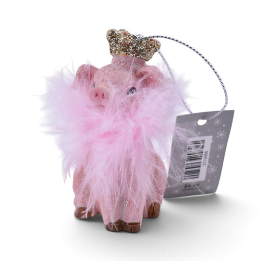 Flying Angel Pig Ornament w/ Gold Accents
