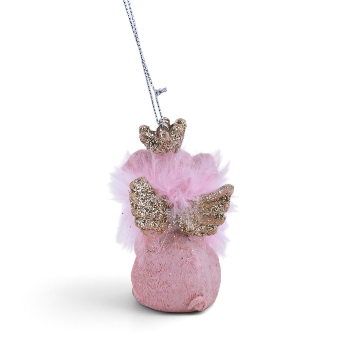 Flying Angel Pig Ornament w/ Gold Accents