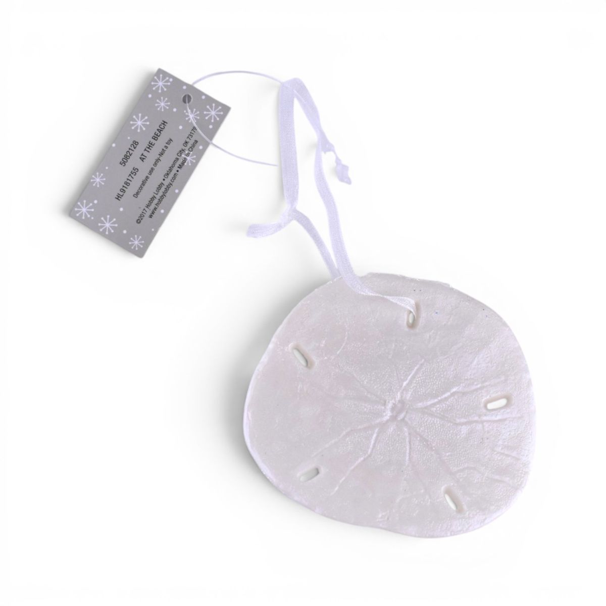 Iridescent Sandollar Glitter Christmas Ornament