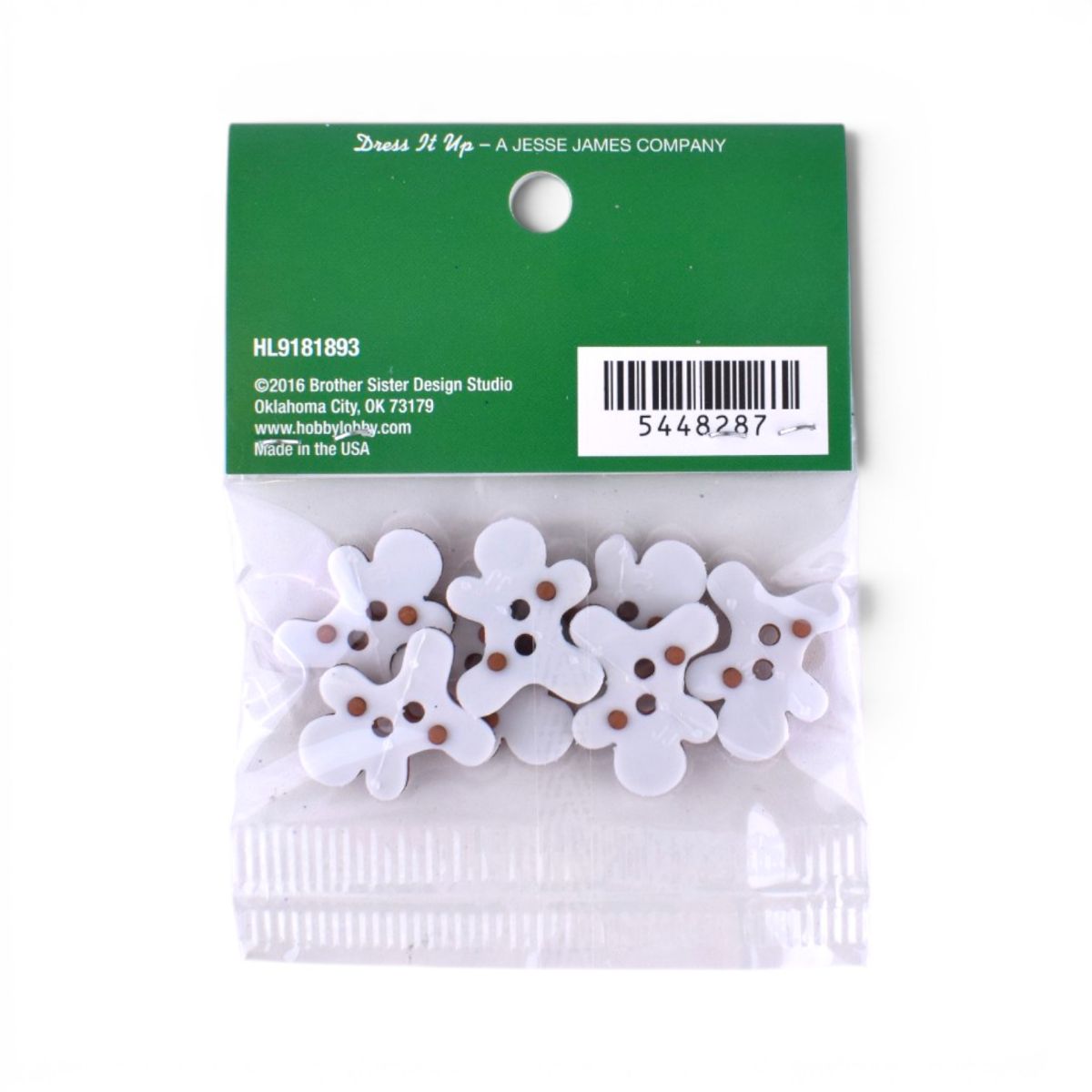 Gingerbread Man Craft Buttons, 7 Pieces