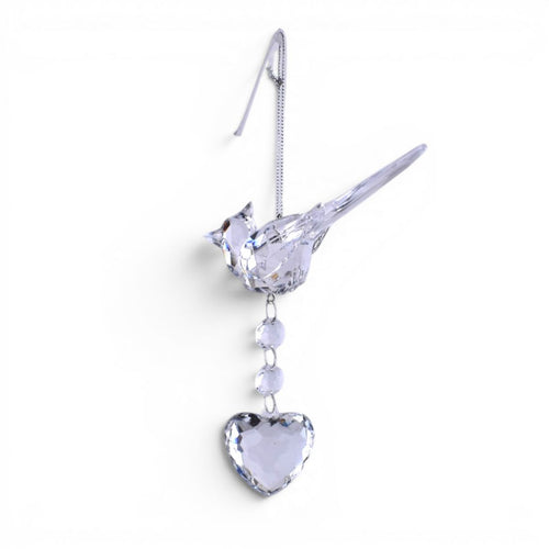 Crystal Bird Ornament with Heart Charm