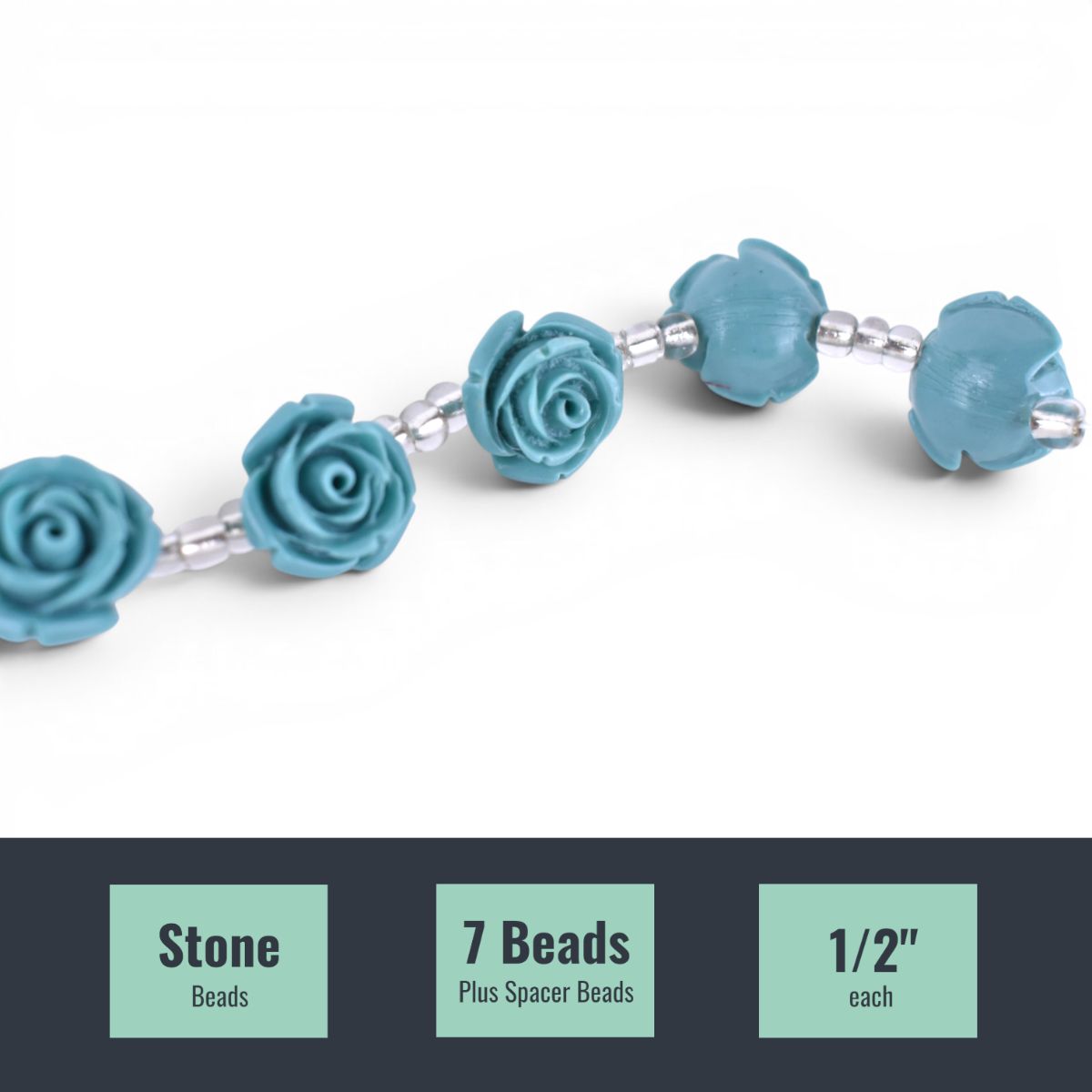 Reconstituted Stone Turquoise Flower Beads, 7 Pcs