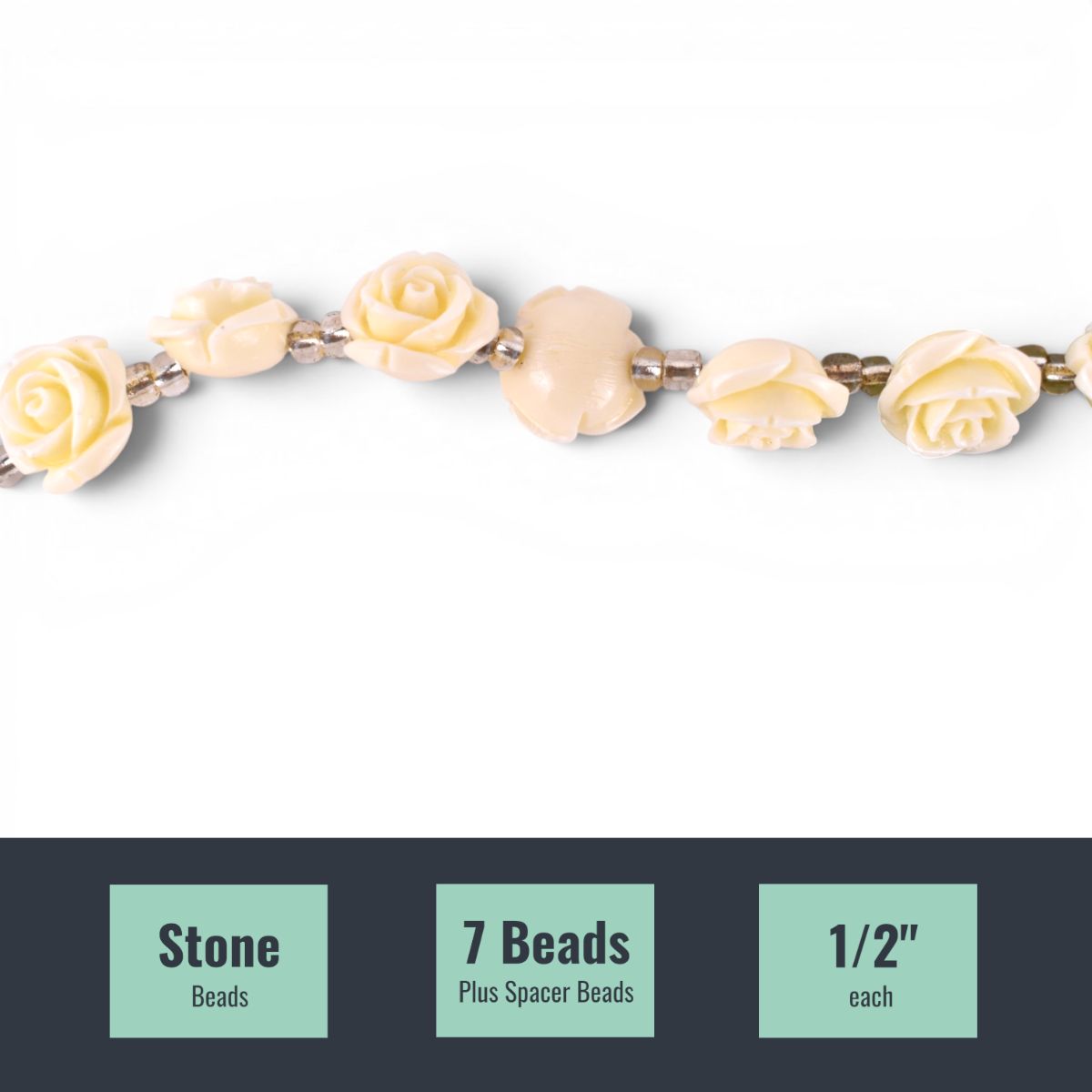 Halcraft Reconstituted Stone White Flower Beads, 7 Piece