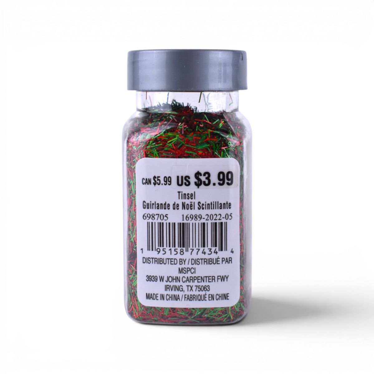 Red and Green Tinsel Glitter, 0.92oz