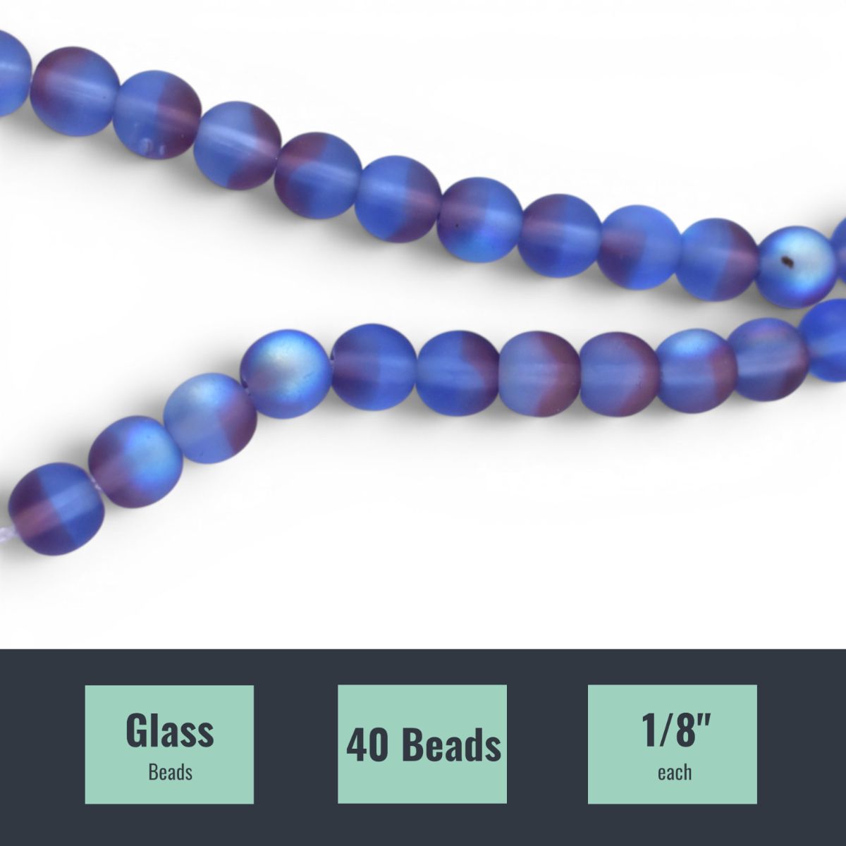 Purple 6mm Round Glass Beads, Set of 40