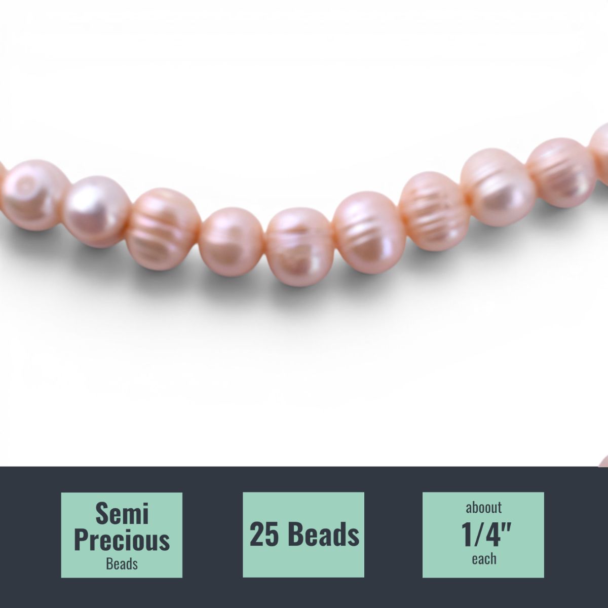 Semi Precious Pearl Beads, 10in Strand