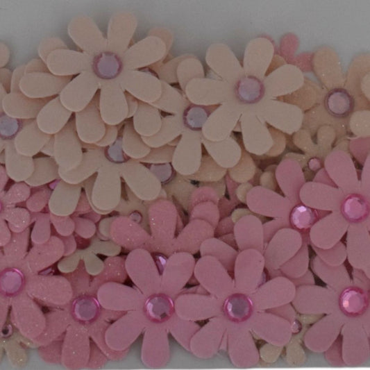 The Paper Studio Pink Floral Embellishments, 90 Piece