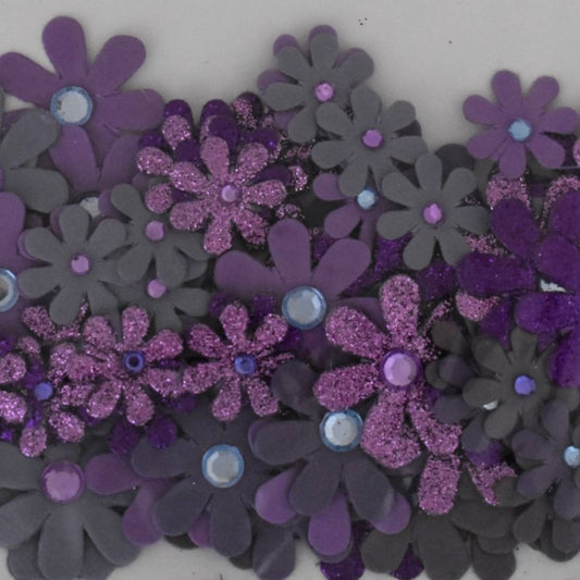 The Paper Studio Purple Floral Embellishments, 90 Piece