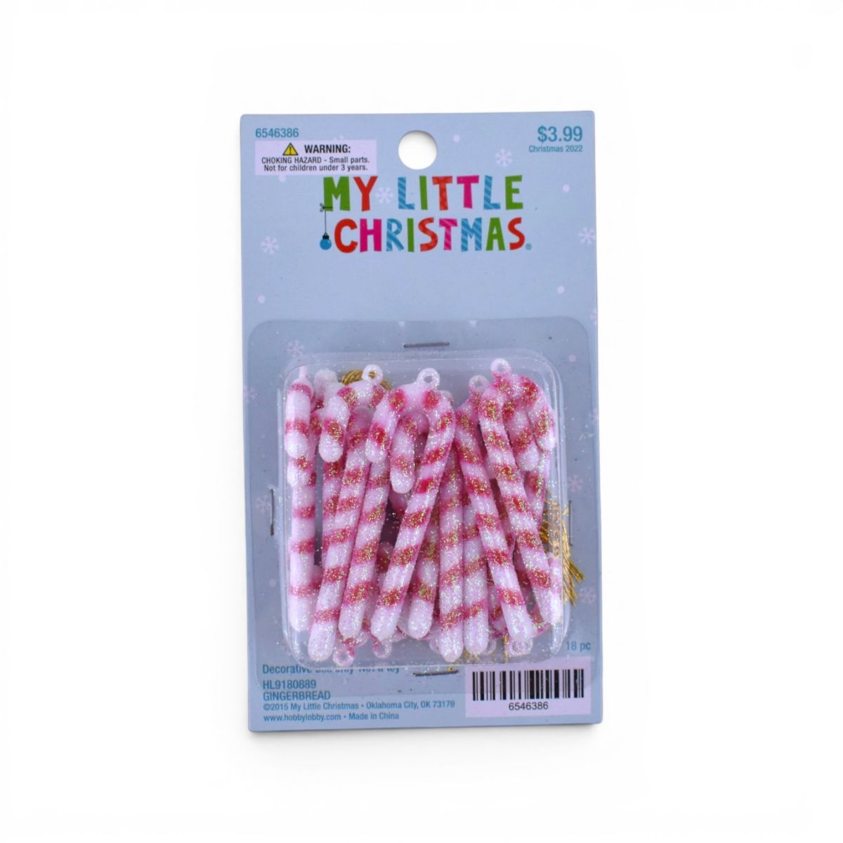 Glitter Candy Cane Ornaments, 18 Count
