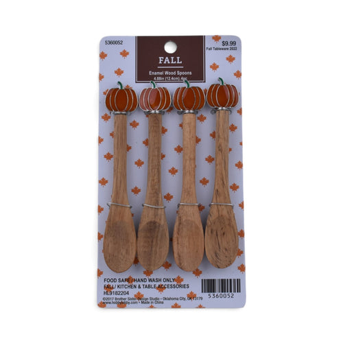 Fall Pumpkin Wooden Spoons, Set of 4