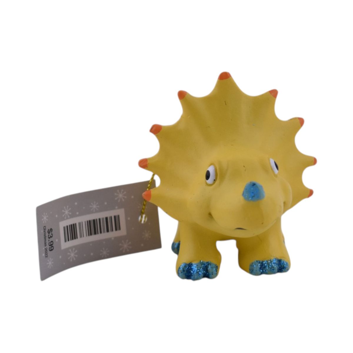 Yellow Triceratops Dinosaur Ornament