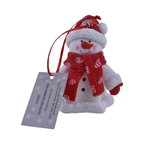 Snowman Ornament with Red Santa Hat and Scarf