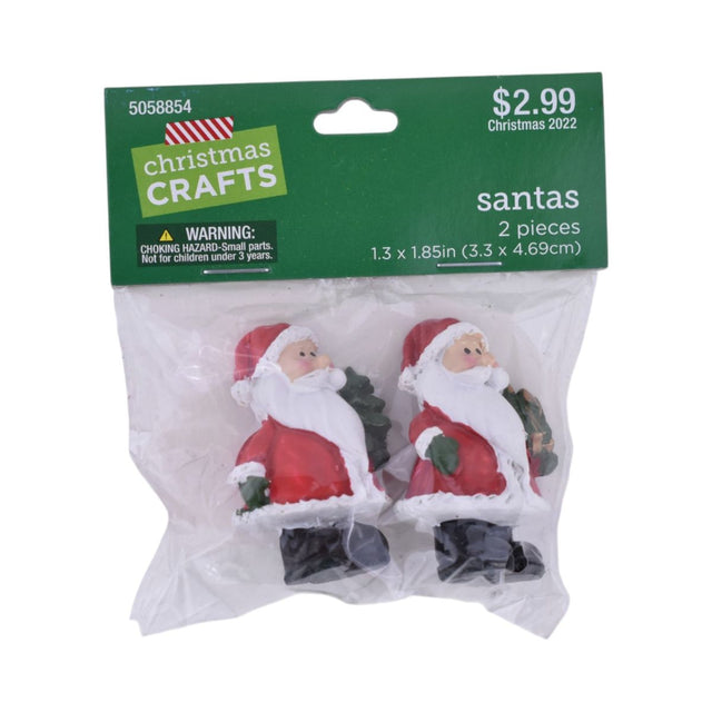 Mini Resin Santa Figurines, Set of 2