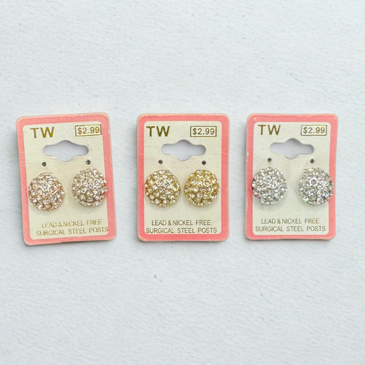 Crystal Dome Stud Earrings