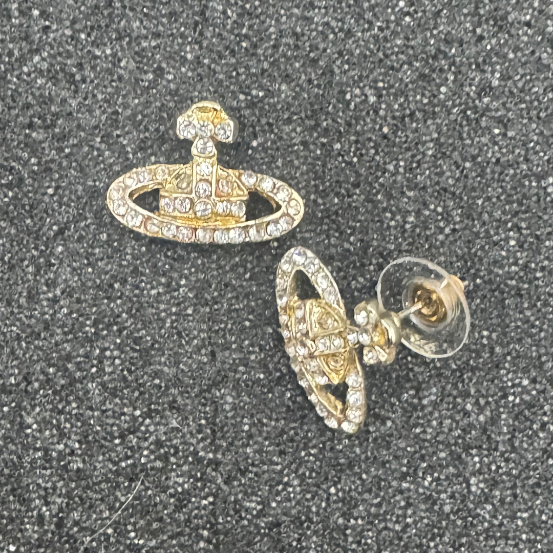Crystal Saturn Earrings – Rose Gold, Gold, or Silver