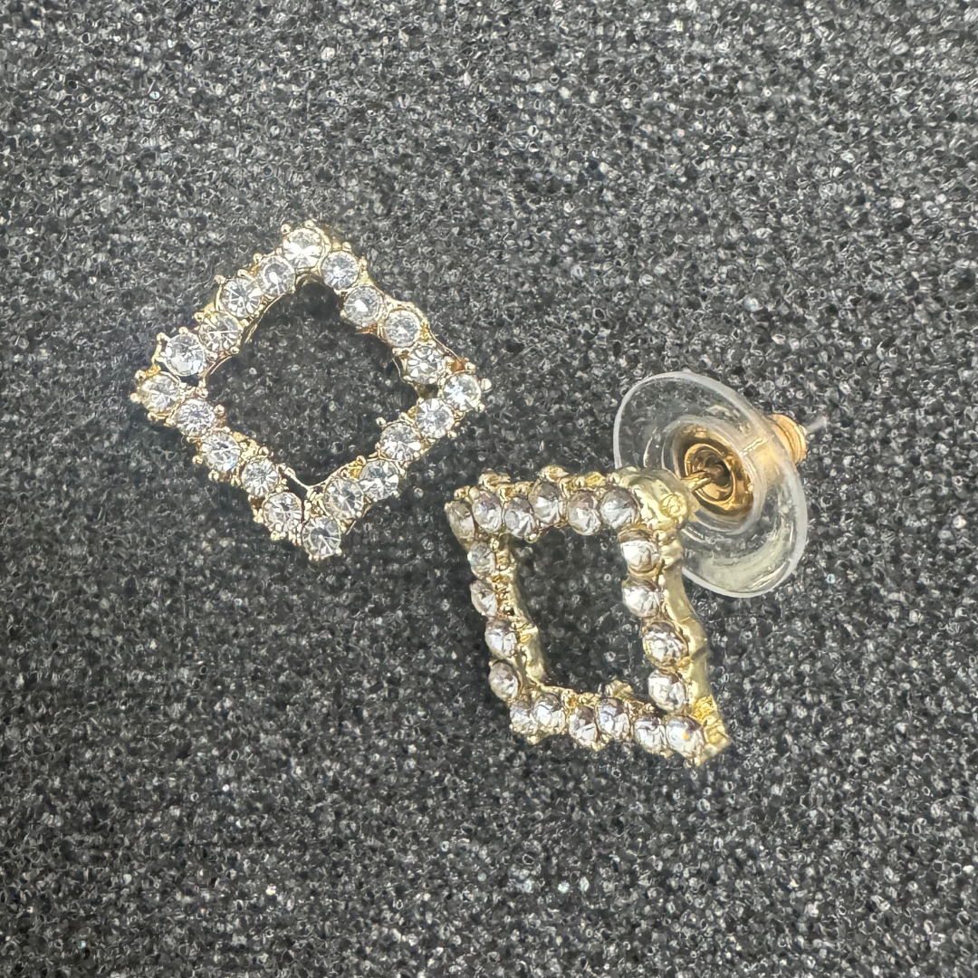 Crystal Square Earrings – Rose Gold, Gold, or Silver