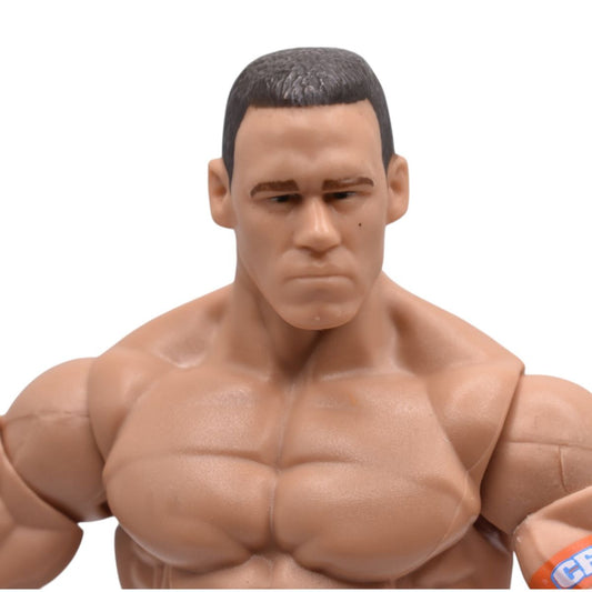 WWE John Cena Action Figure by Mattel with Blue Jean Shorts and Orange Armbands