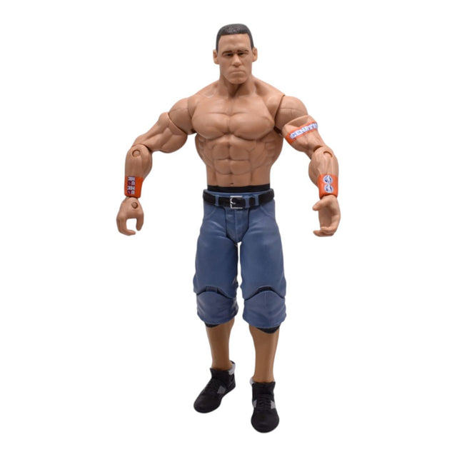 WWE John Cena Action Figure by Mattel with Blue Jean Shorts and Orange Armbands