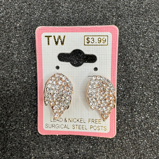 Crystal Angel Wing Stud Earrings – Rose Gold, Gold, or Silver