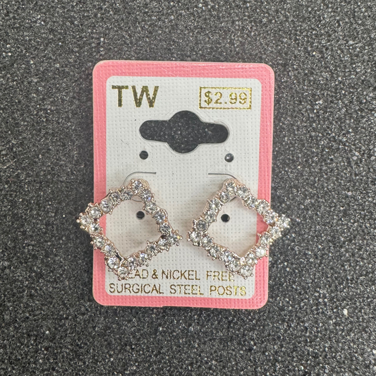 Crystal Square Earrings – Rose Gold, Gold, or Silver
