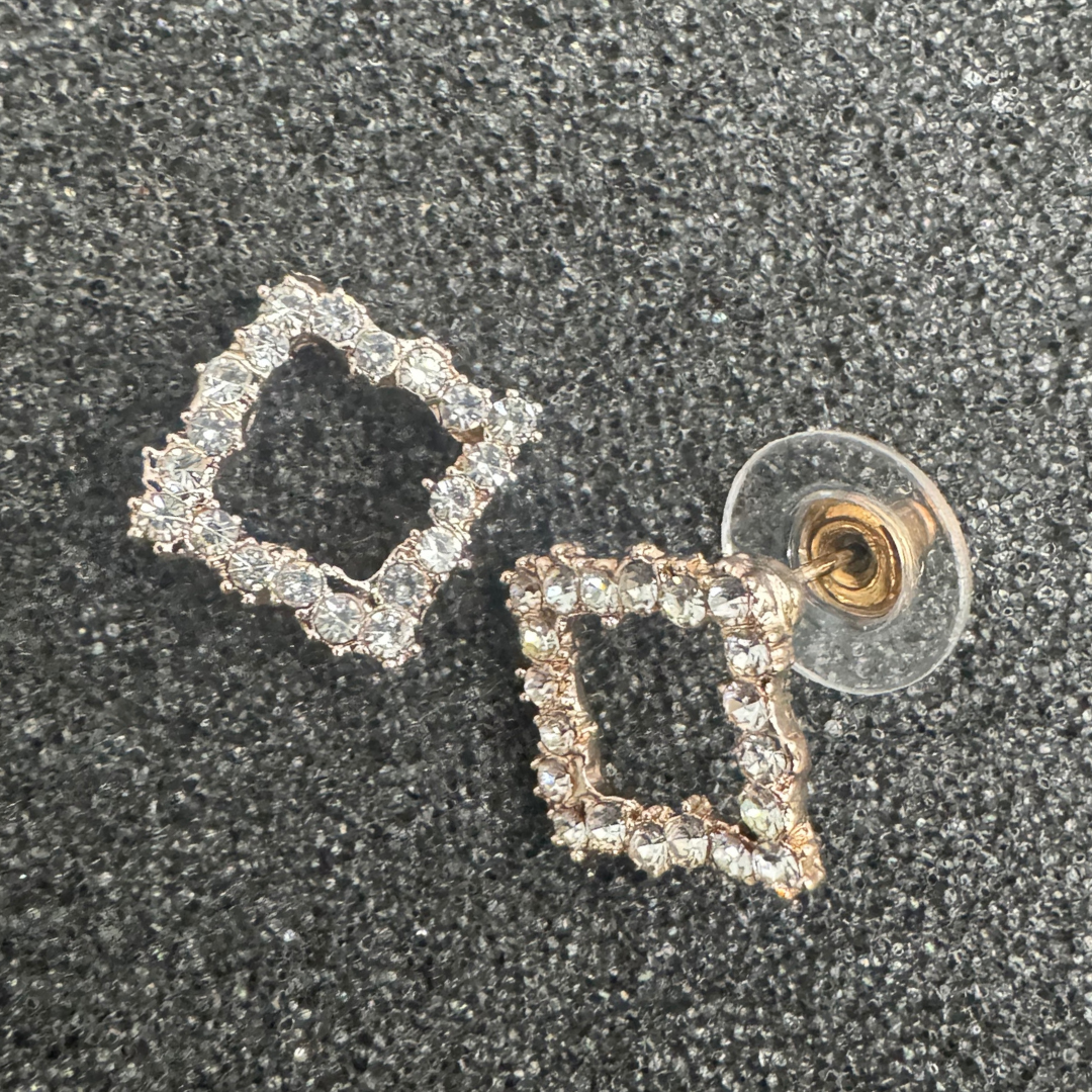 Crystal Square Earrings – Rose Gold, Gold, or Silver