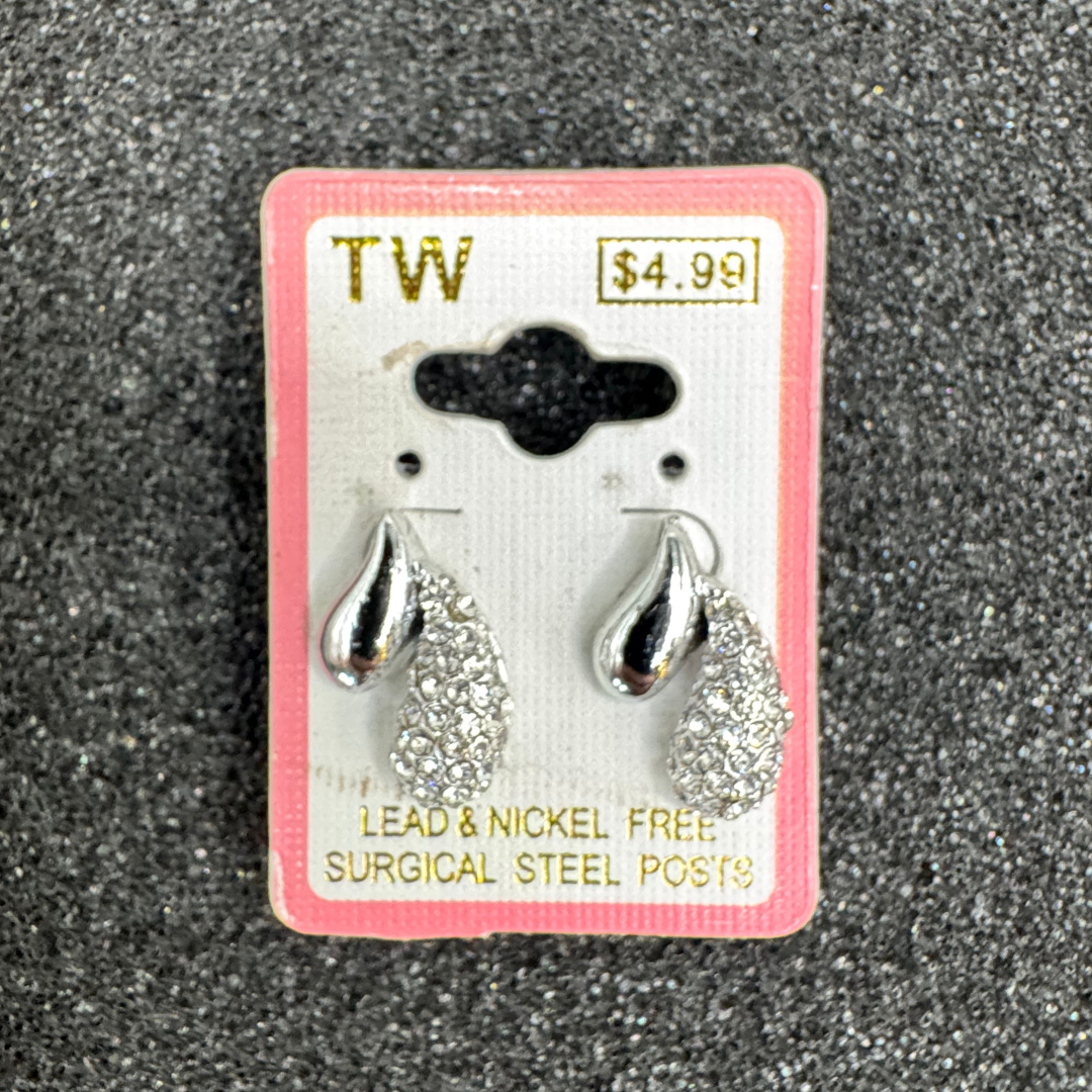 Double Teardrop Crystal Stud Earrings – Rose Gold, Gold, or Silver