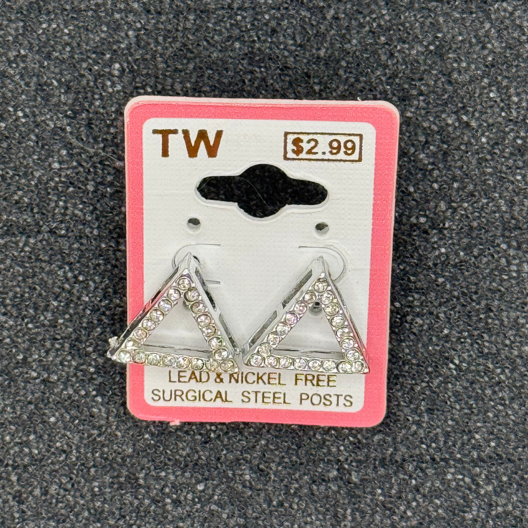 Triangle Crystal Stud Earrings – Rose Gold, Gold, or Silver