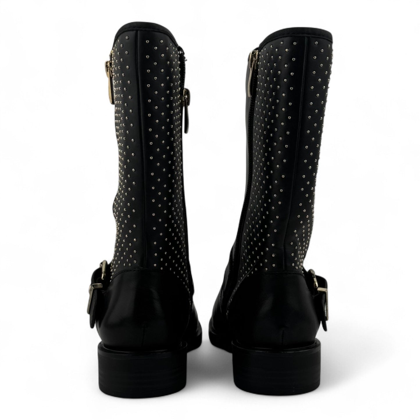 Steve Madden Zain Mid-Calf Boots β Black with Gold Studs