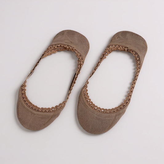 HUE Lace Trim Liner Socks – 2 Pair Pack (Nude)