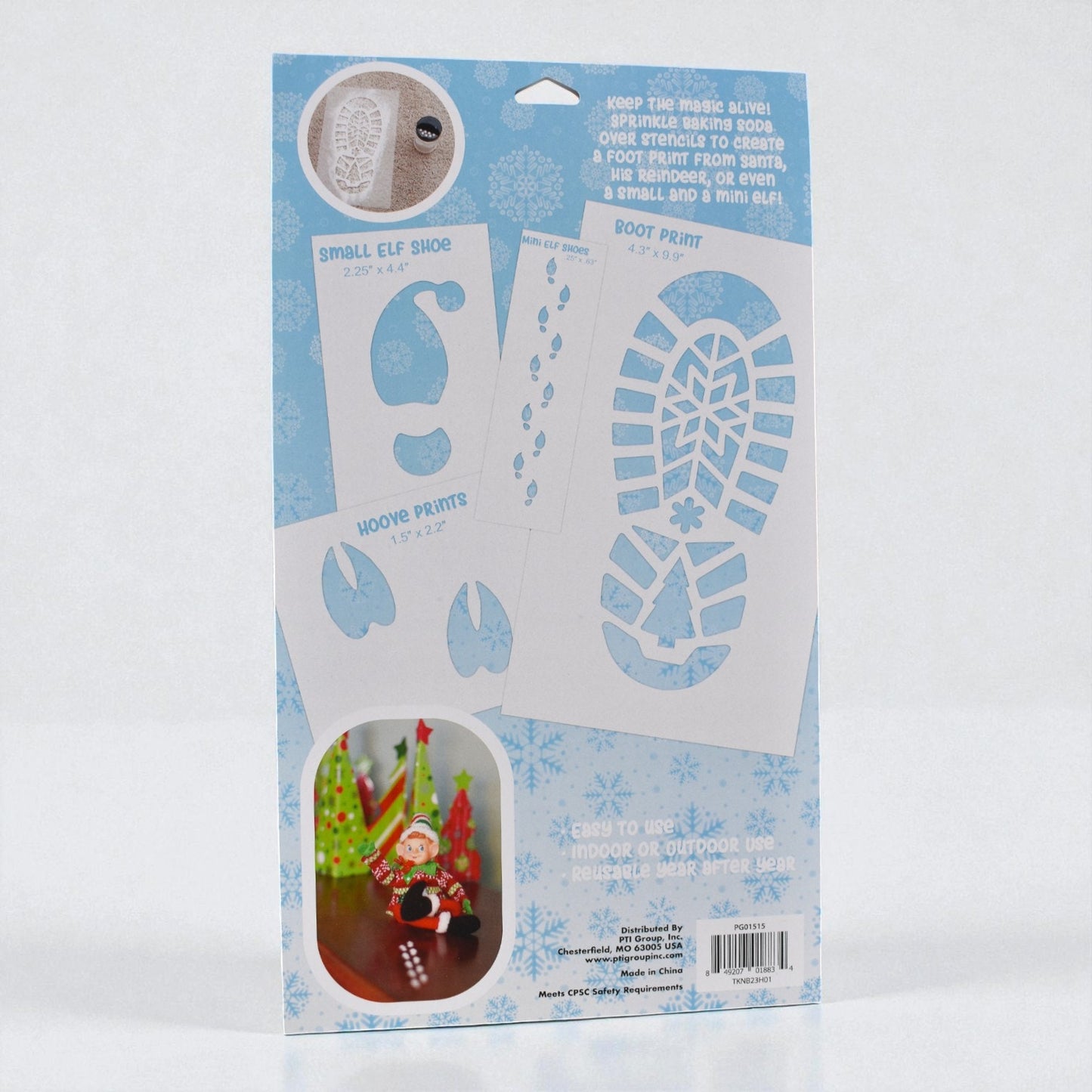 Christmas Snow Tracks Stencil Set – Santa, Elf, & Reindeer Footprints (Set of 4)