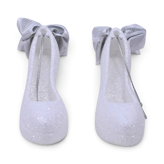 White Glitter High Heel Shoes Shatterproof Ornaments