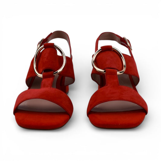 Alfani Gwennal Chili Red Suede Block Heel Slingback Sandals | Size 7.5