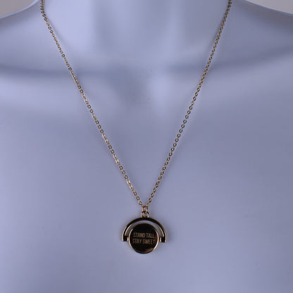 Pineapple Flip Pendant Necklace Stand Tall Stay Sweet Gold Tone