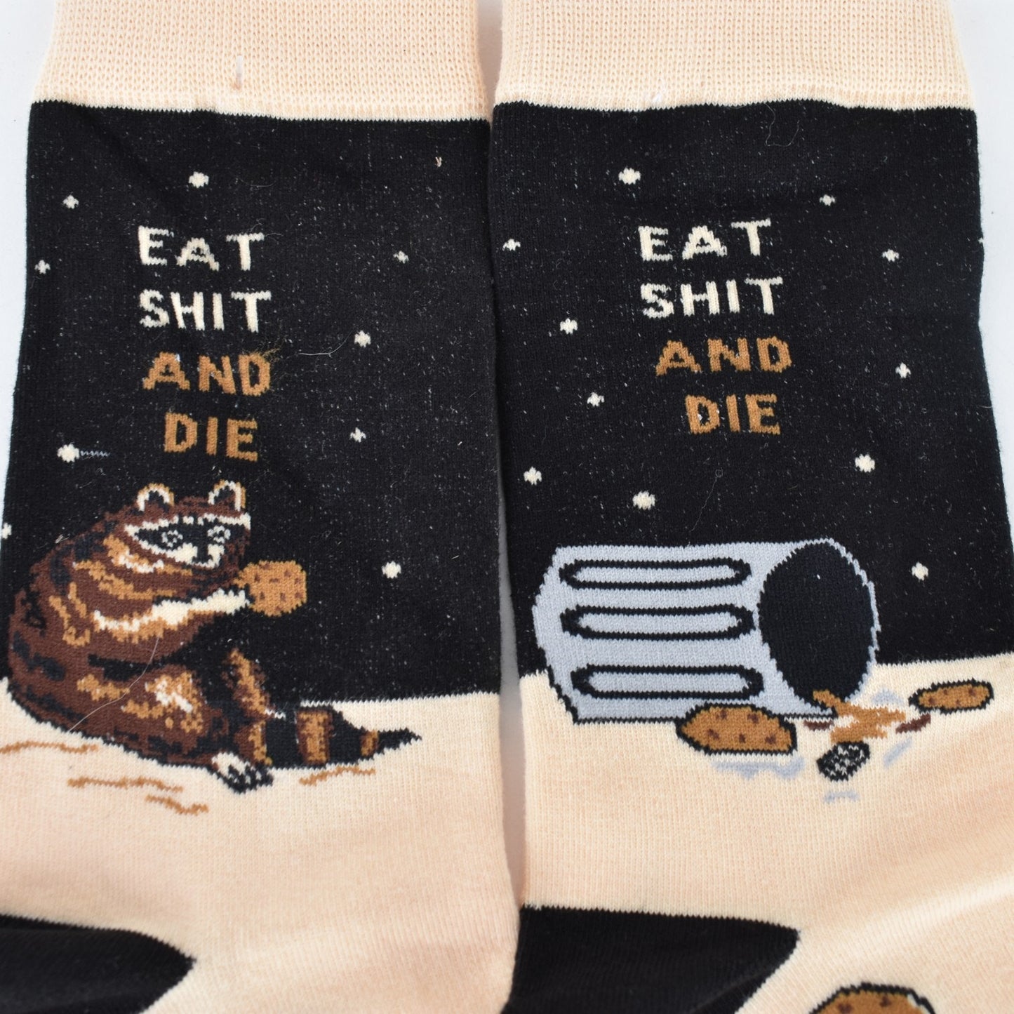 Groovy Things Raccoon “Eat Sh*t and Die” Womens Crew Socks
